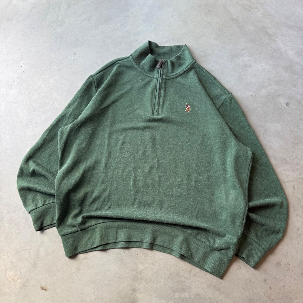 Vintage y2k U.S. Polo Assn. Green Quarter Zip